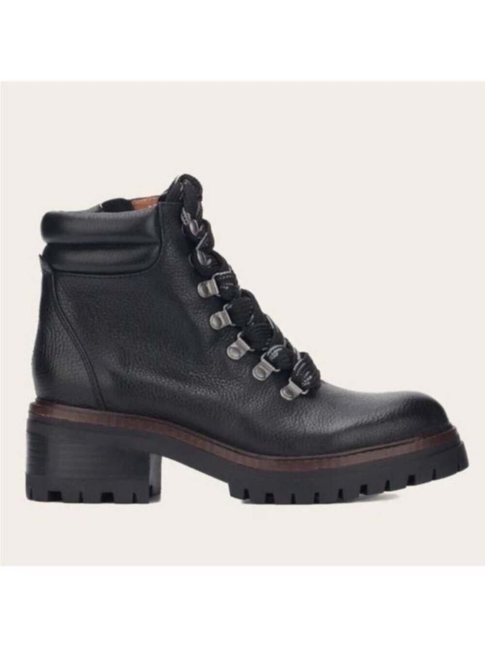 Gentle Souls Brenna Combat Moto Boot Black Lace-Up Leather Upper Size 7.5